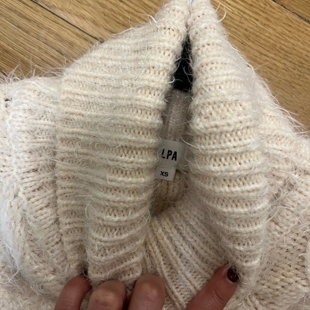 LPA Fuzzy Cream Cable Knit Turtleneck Sweater - Picture 3 of 3